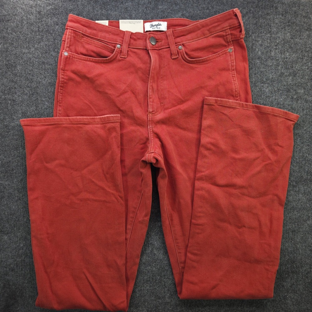 Wrangler Retro Bailey Men 31x34 Orange Cotton Bootcut High Rise Western Jeans
